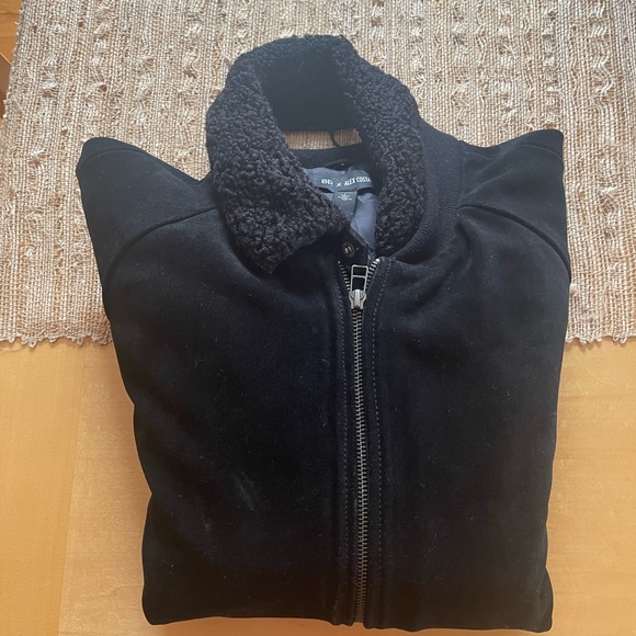 BP X Alex Costa Fleece Collar Suede Bomber Jacket Black Large